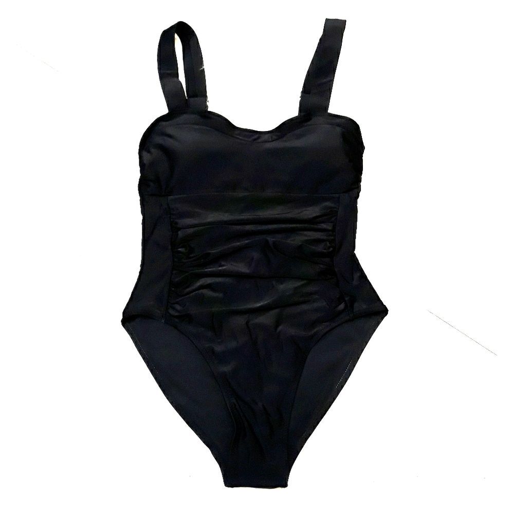 Classic Black One-Piece Swimsuit with Adjustable Straps